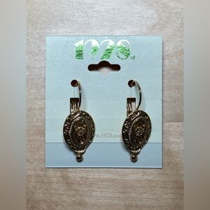 1928 Jewelry Baroque Insignia Oval Drop Earrings